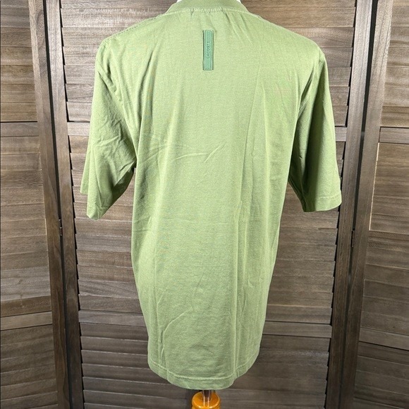Lacoste Unisex Graphic T-Shirt Olive Green Large Logo Cotton Crew Neck Tee - Picture 4 of 11